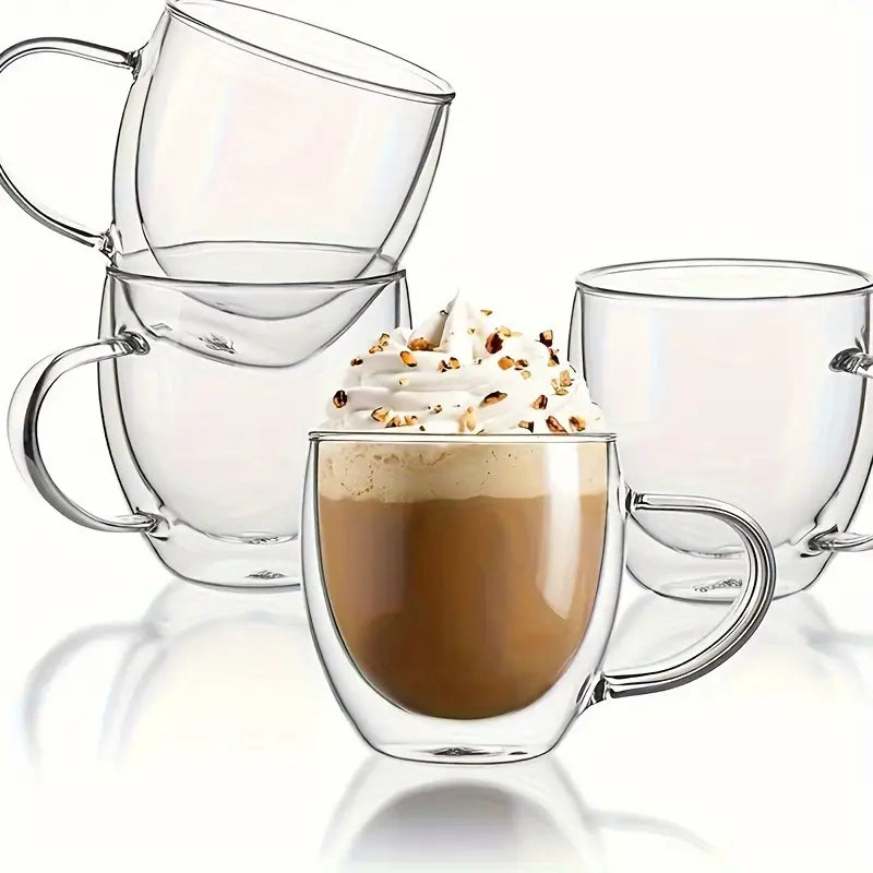 Transparent Double Wall Glass Coffee Mug – Heat Resistant Insulated Cup (Buy 1 Get 1 Free) 250 ml