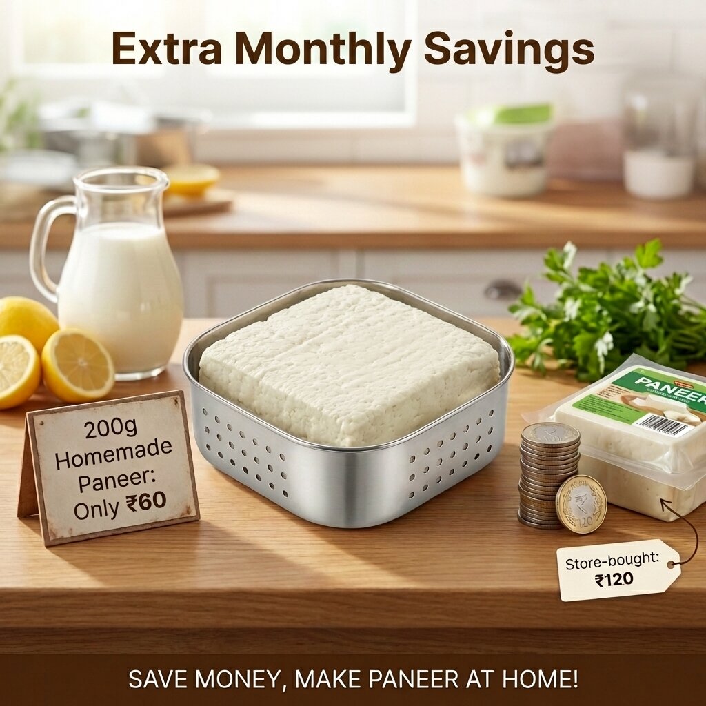 Stainless   Steel   Paneer   Maker   |   400+   Grams   Home-Made   Paneer