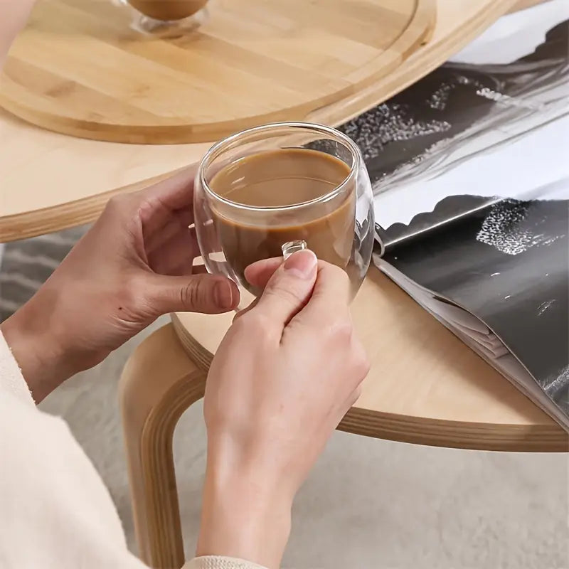 Transparent Double Wall Glass Coffee Mug – Heat Resistant Insulated Cup (Buy 1 Get 1 Free) 250 ml