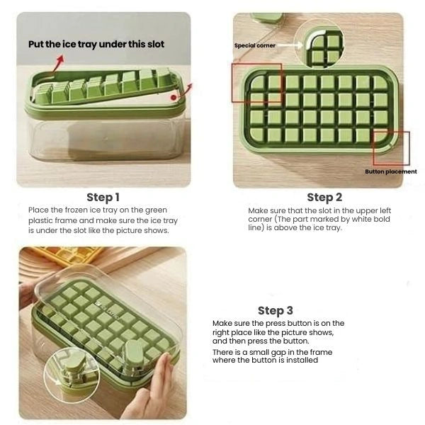 2-Layer Ice Cube Tray with Scoop | Easy Demolding | 64 Cubes in One Go