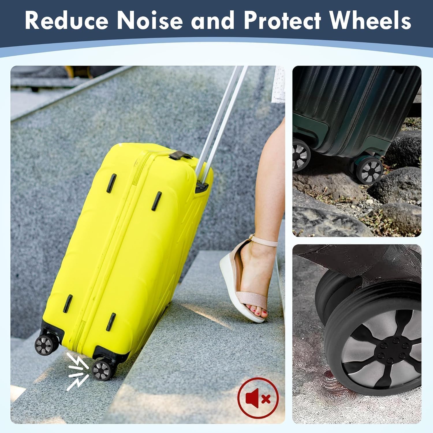 [16   PCS   SET]   Silicone   Suitcase   Wheel   Cover   Protectors