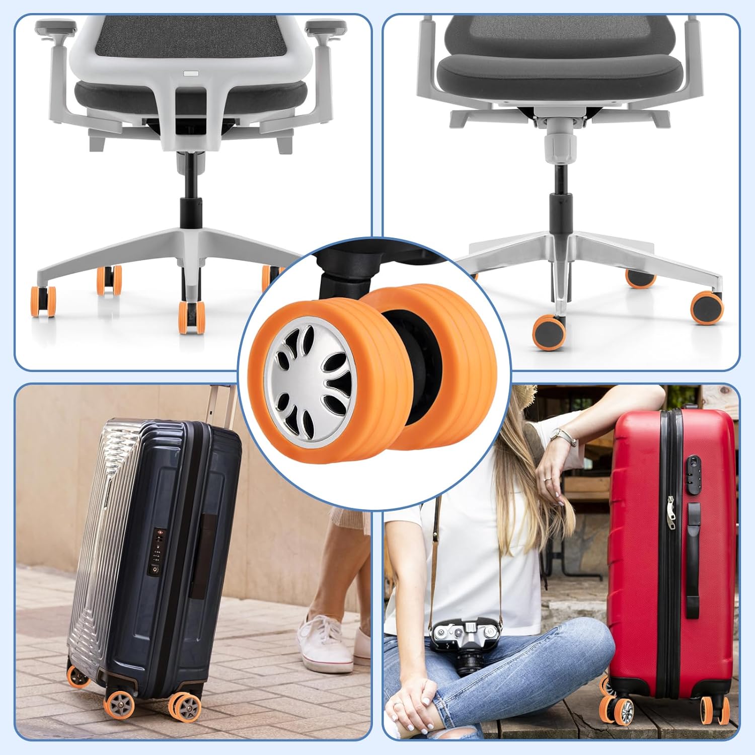 [16   PCS   SET]   Silicone   Suitcase   Wheel   Cover   Protectors