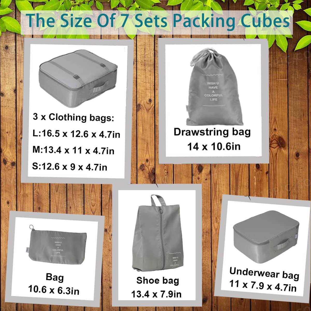 7-in-1 Travel Organizer Packing Cubes Set