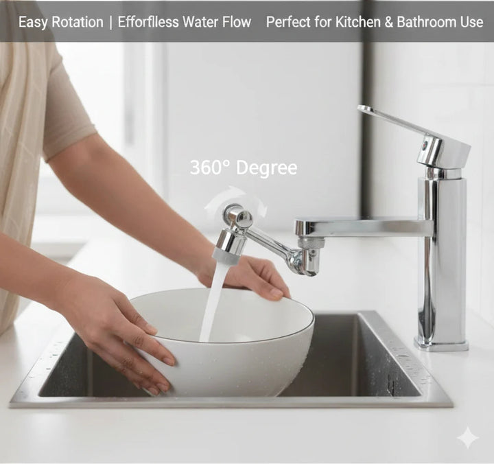 Rotating Faucet | Splash-Free Tech | Multi-Angle Flow | Rust-Proof Finish