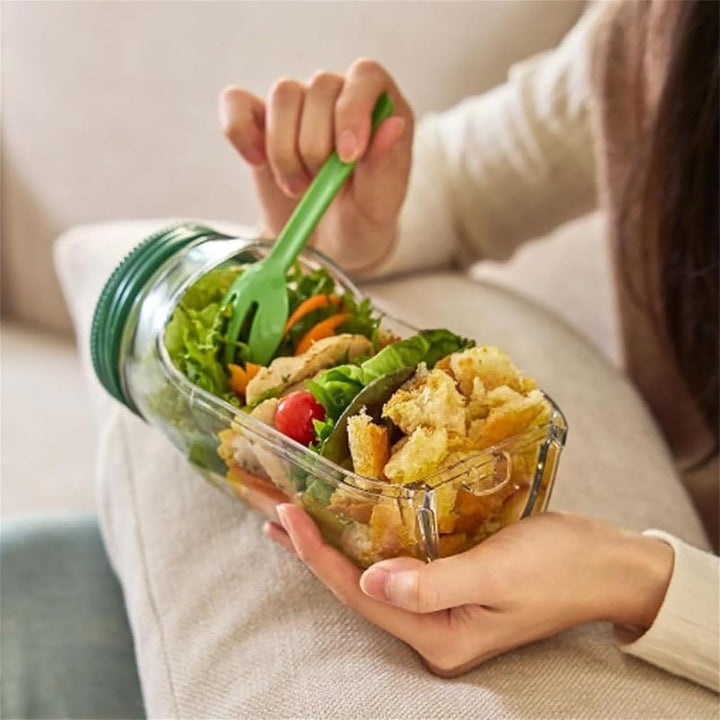 Portable Salad Jar with Sauce Cup
