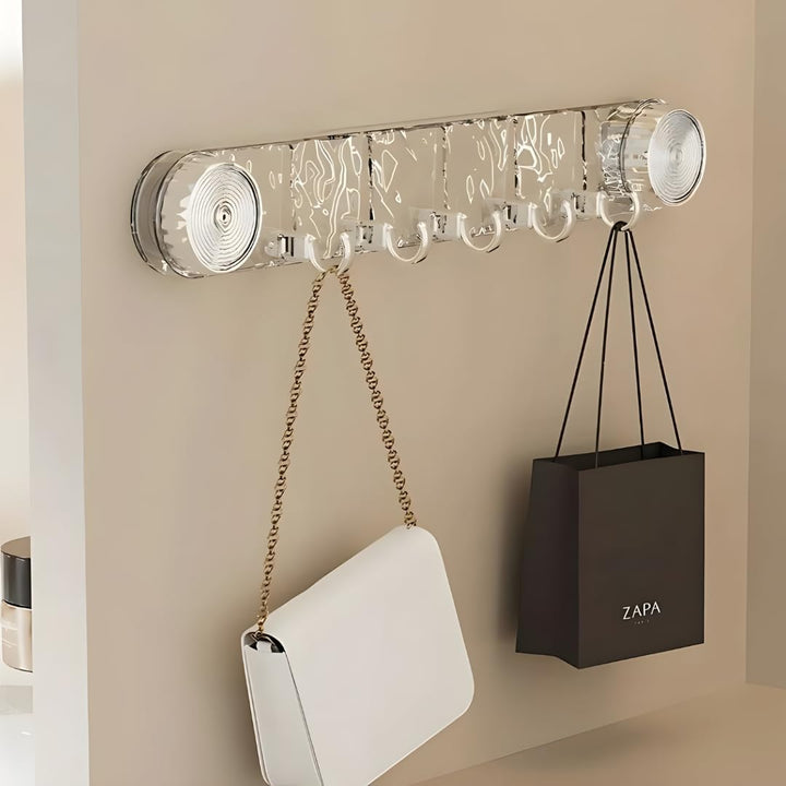 5 Hook Crystal Design Transparent Vacuum Suction Cup Wall Hook