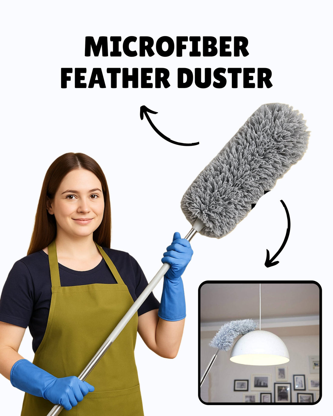 EXTENDABLE CLEANING DUSTER WITH 2 FREE GIFTS (Duster + 10 Dish washing net + Brush)