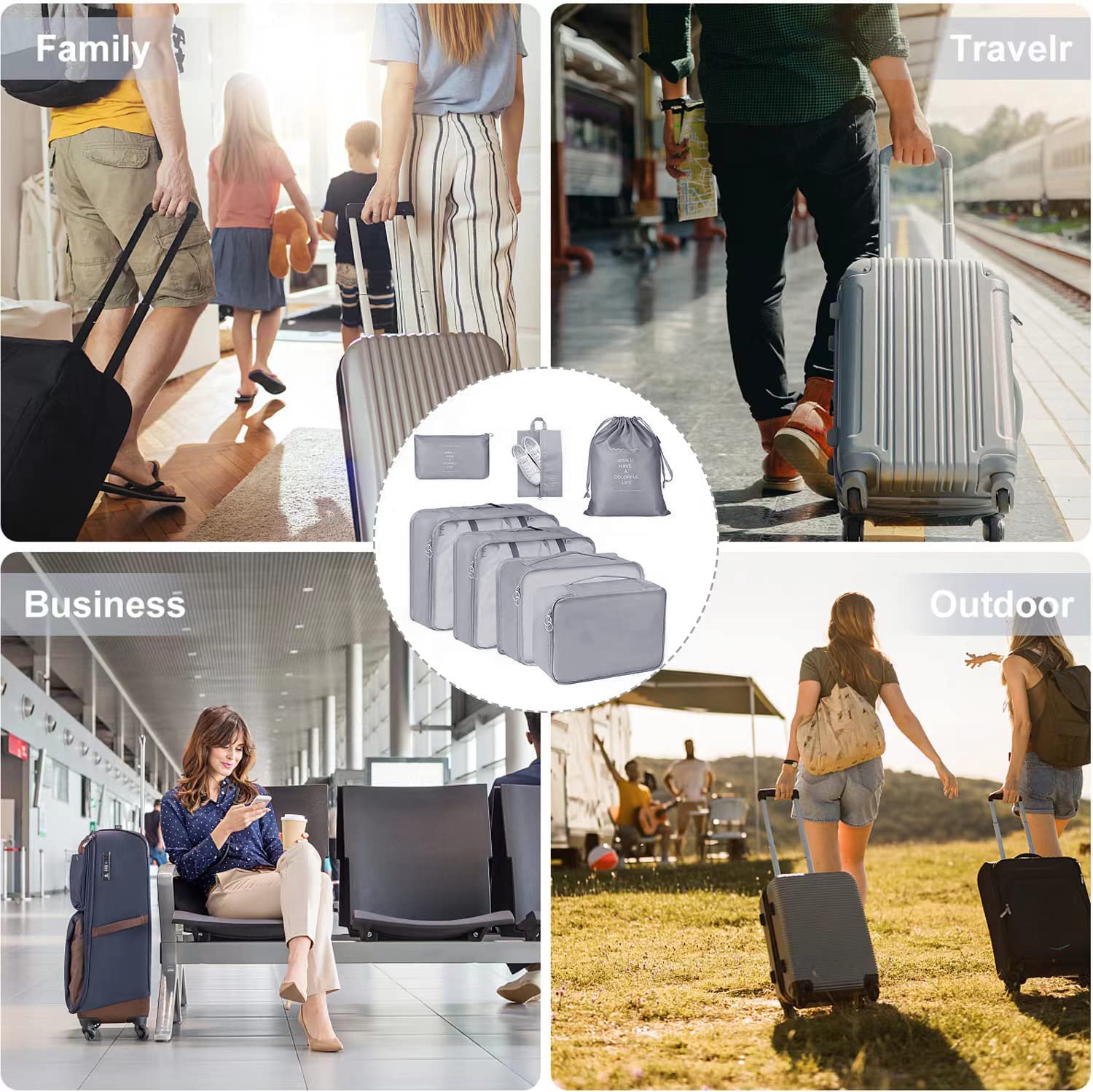 7-in-1 Travel Organizer Packing Cubes Set