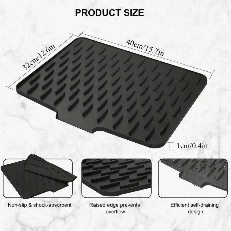 Silicone Dish Drying Mat with Smart Drainage