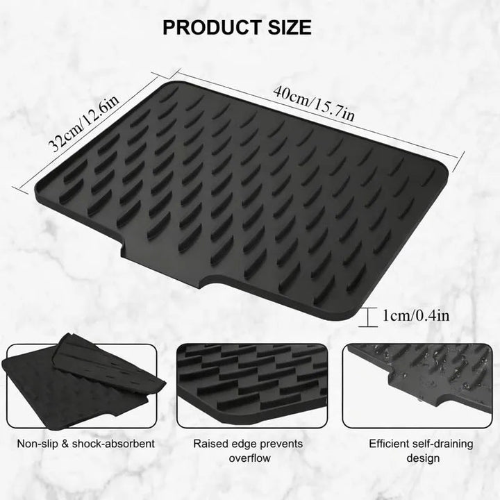Silicone Dish Drying Mat with Smart Drainage
