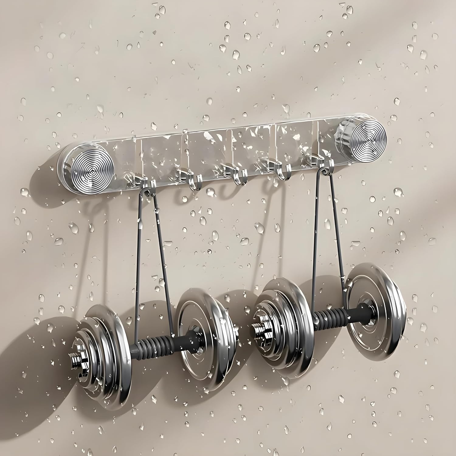 5 Hook Crystal Design Transparent Vacuum Suction Cup Wall Hook
