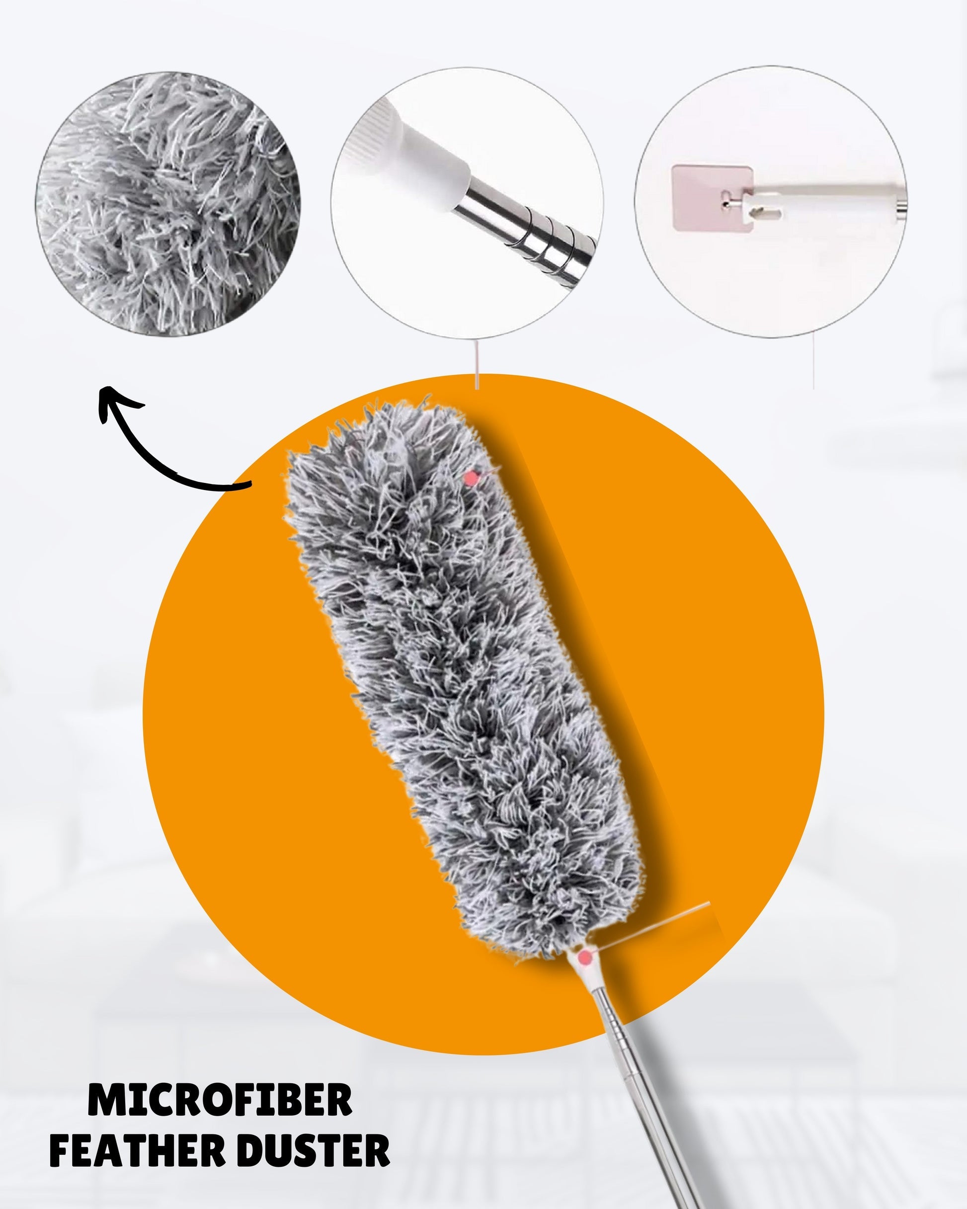 EXTENDABLE CLEANING DUSTER WITH 2 FREE GIFTS (Duster + 10 Dish washing net + Brush)