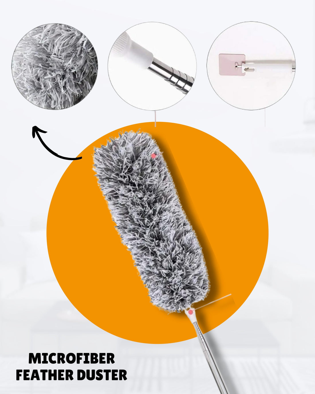 EXTENDABLE CLEANING DUSTER WITH 2 FREE GIFTS (Duster + 10 Dish washing net + Brush)