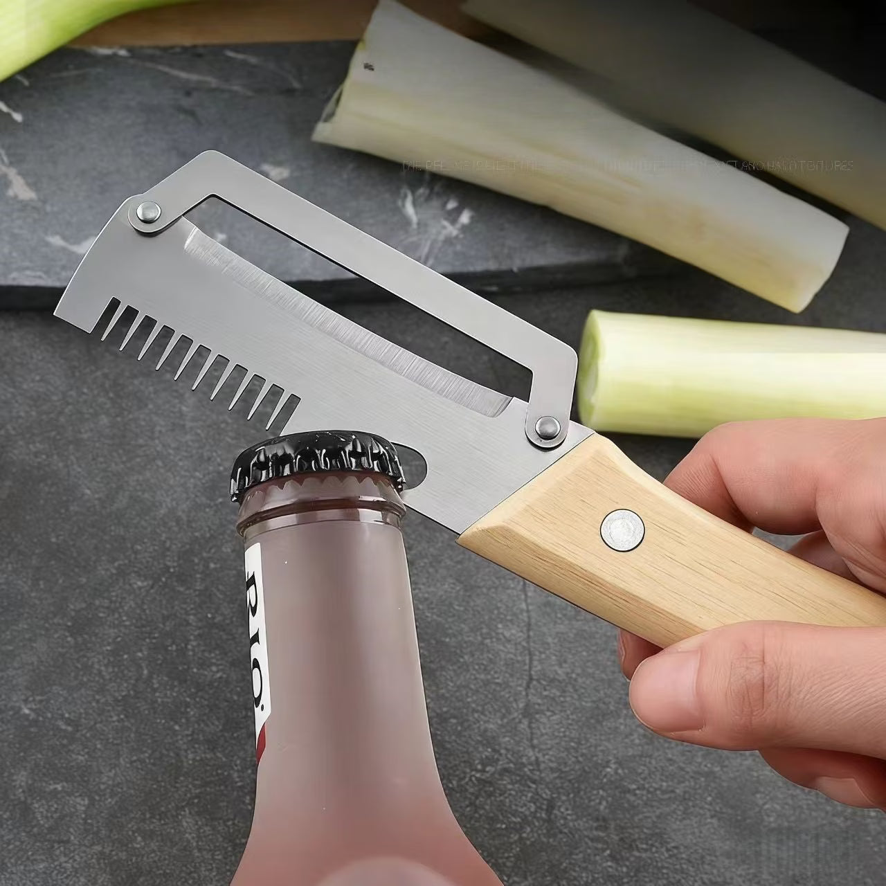 SliceGrip Pro Stainless Steel Onion Holder & Peeler Tool