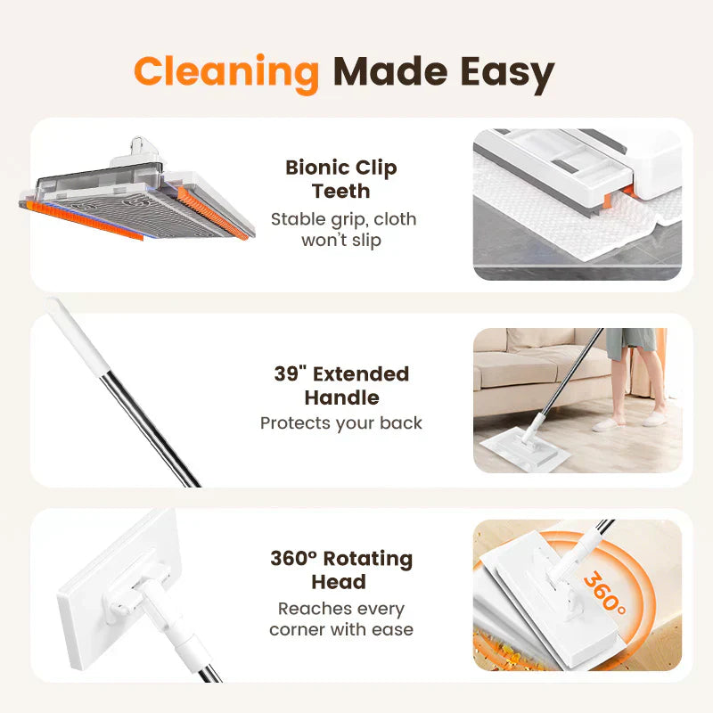 🧹 Easy-Clean Auto Clamp Disposable Dust Mop