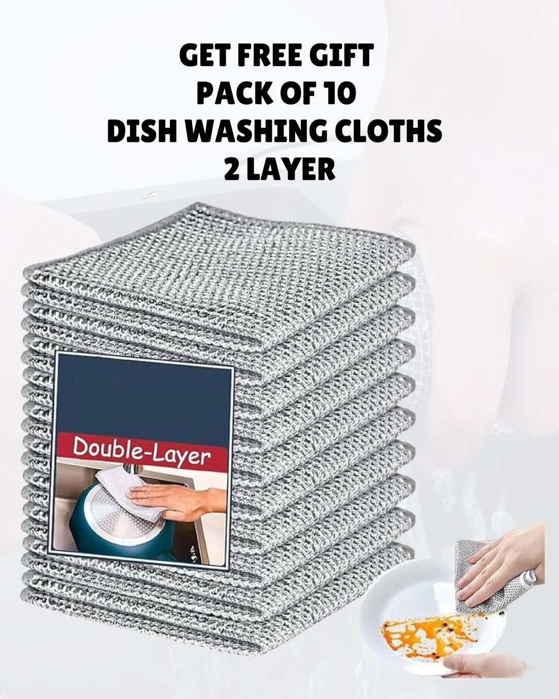 EXTENDABLE CLEANING DUSTER WITH 2 FREE GIFTS (Duster + 10 Dish washing net + Brush)