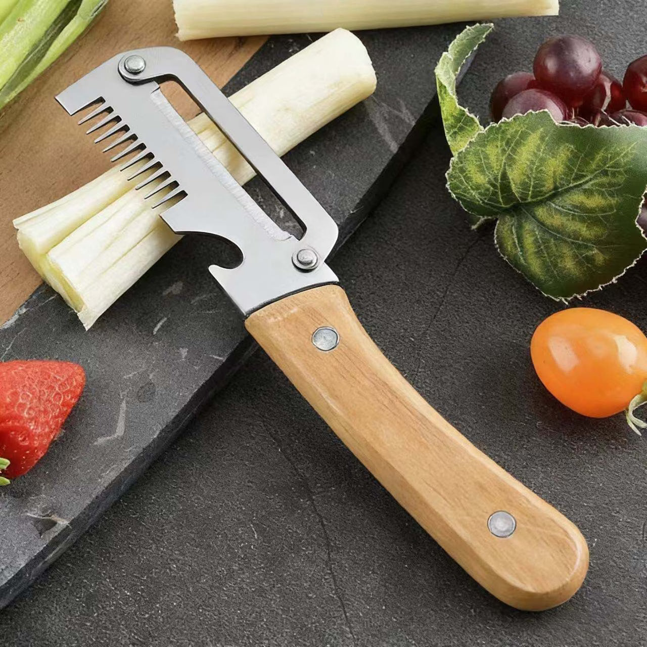 SliceGrip Pro Stainless Steel Onion Holder & Peeler Tool