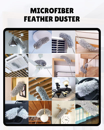 EXTENDABLE CLEANING DUSTER WITH 2 FREE GIFTS (Duster + 10 Dish washing net + Brush)