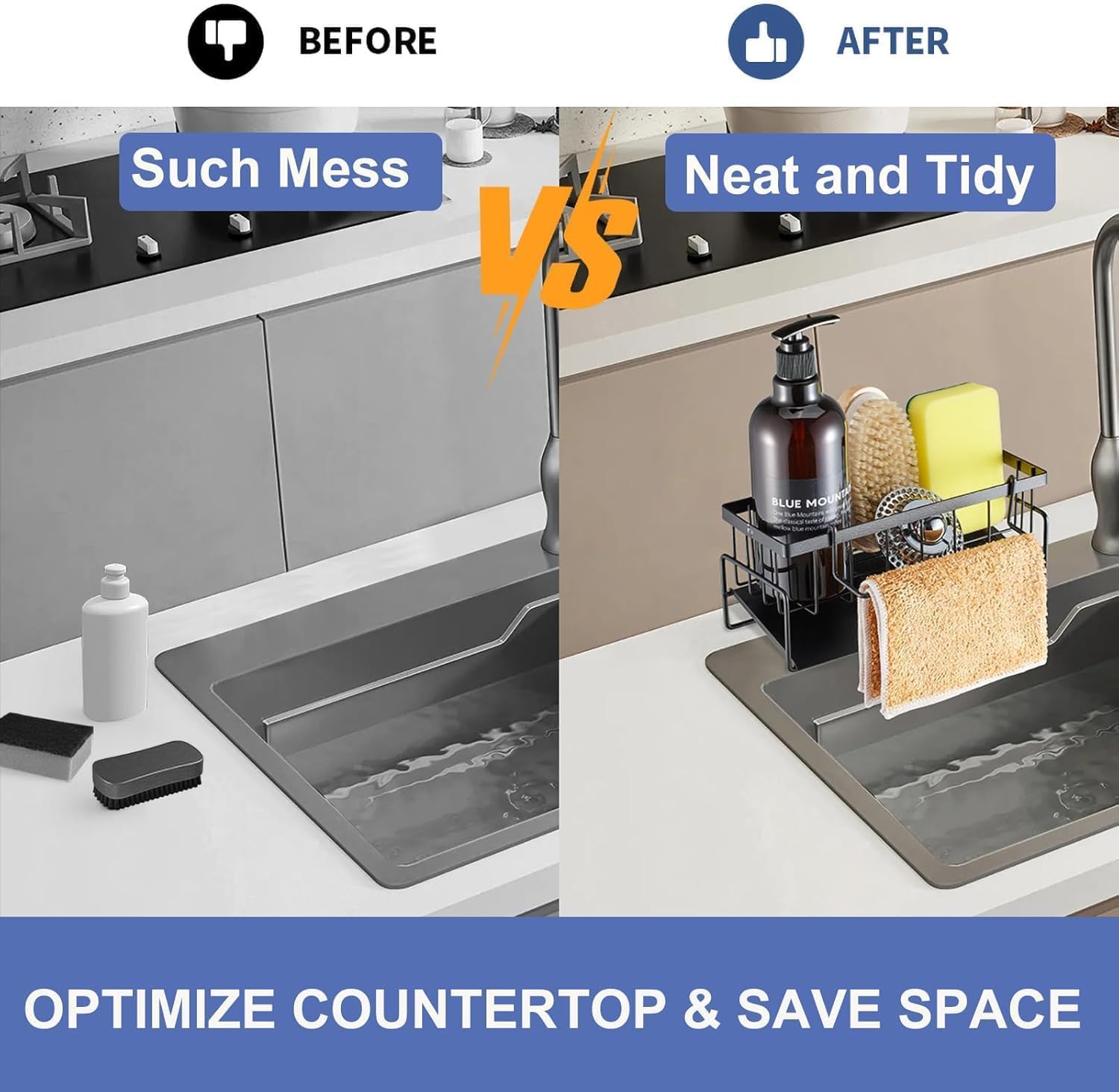 Draining Sink Organizer Caddy with Soap Tray