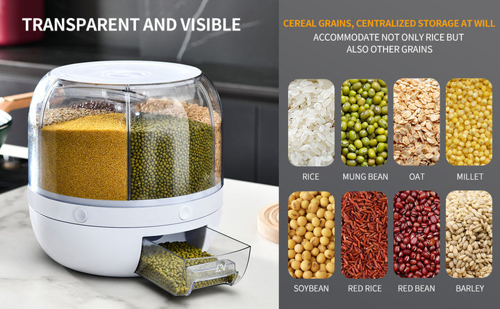 Premium 360° Rotating Kitchen Organiser with 6 Grid Dispenser