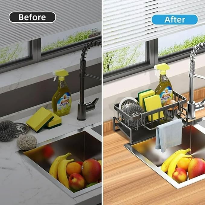 Draining Sink Organizer Caddy with Soap Tray