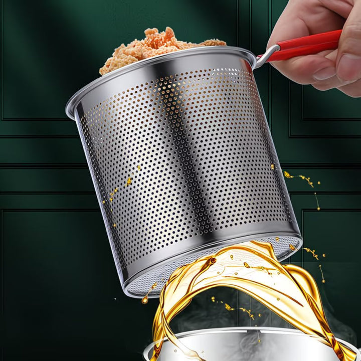 CrispyPro Stainless Steel Deep Fryer Pot with Oil Drain Basket