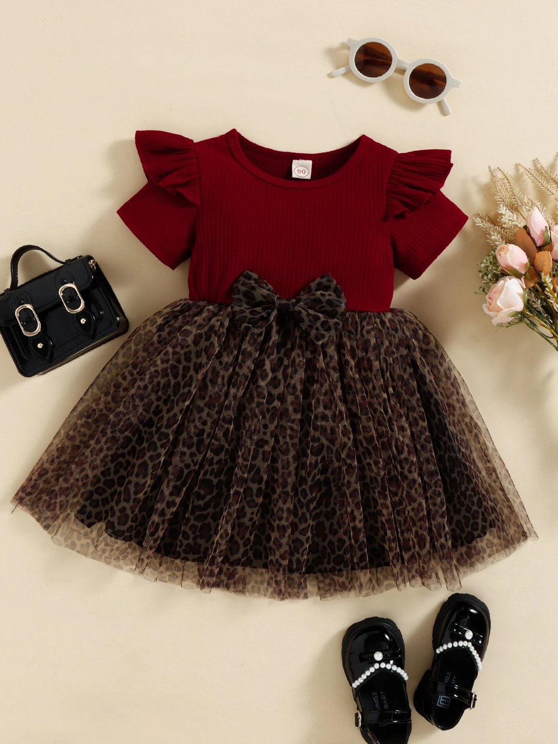 Stylish Baby Girl Dress – Print Tulle Party Dress