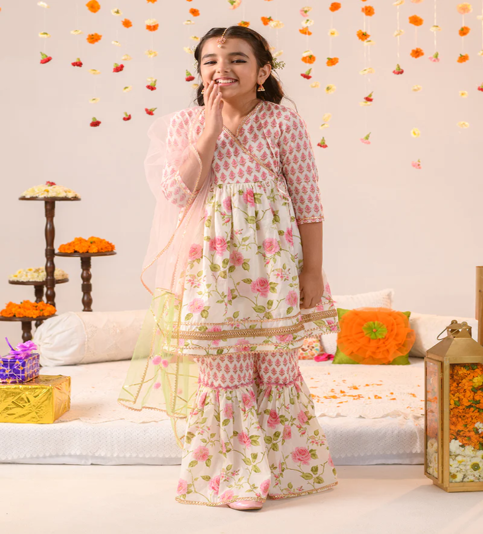 Beautiful Floral Print Sharara Set for Girls – Ethnic & Festive Wear