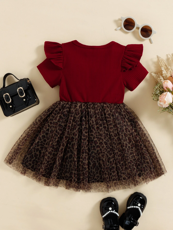 Stylish Baby Girl Dress – Print Tulle Party Dress