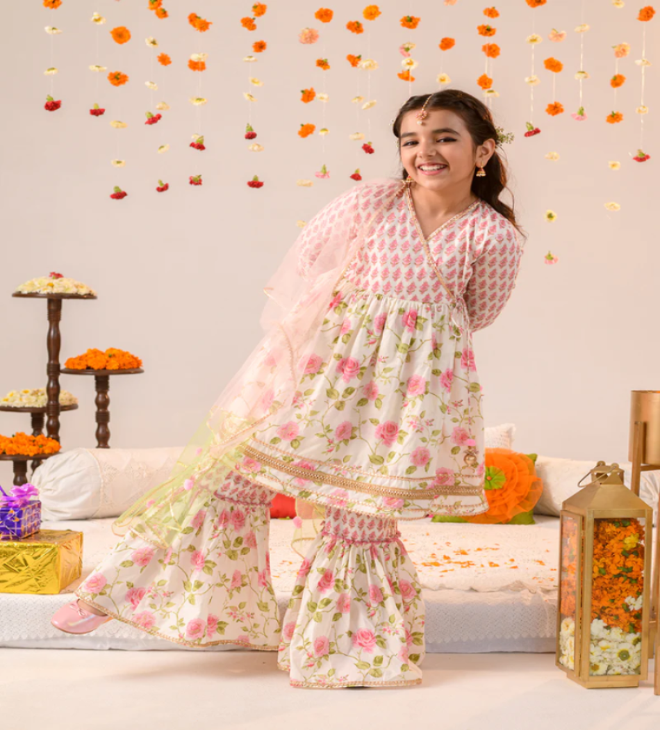 Beautiful Floral Print Sharara Set for Girls – Ethnic & Festive Wear