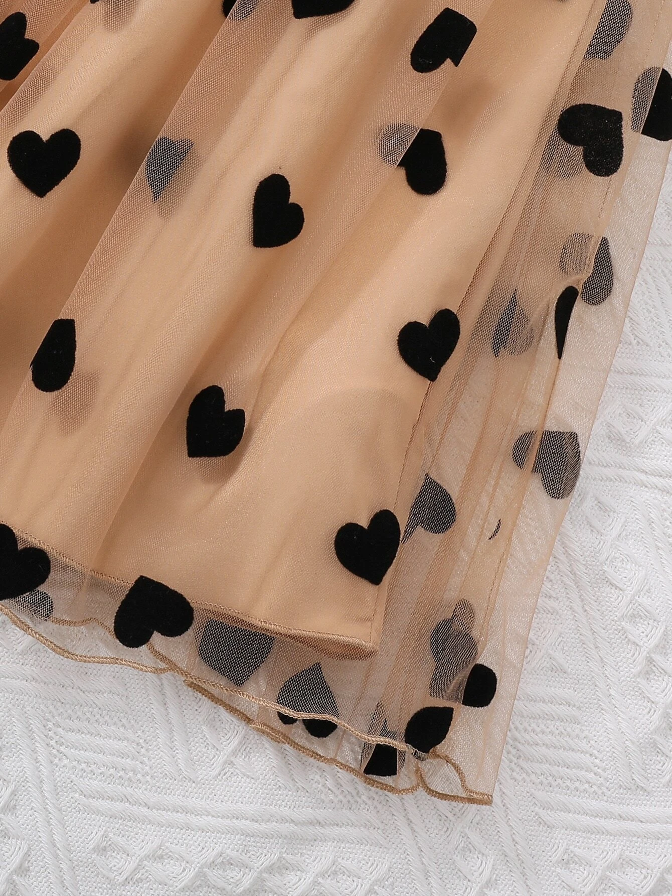 Adorable Baby Girl Dress – Maroon & Beige Heart Tulle Party Dress