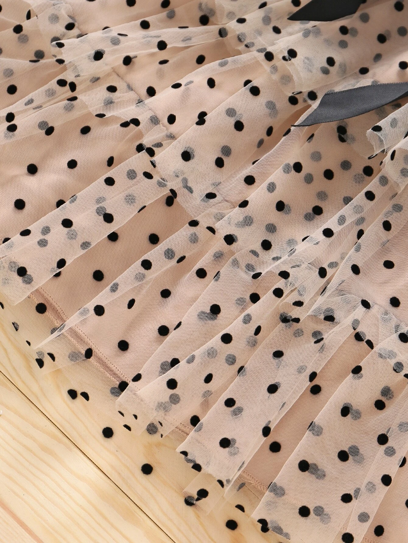 Elegant Black & Beige Polka Dot Baby Girl Dress – Stylish Party Wear