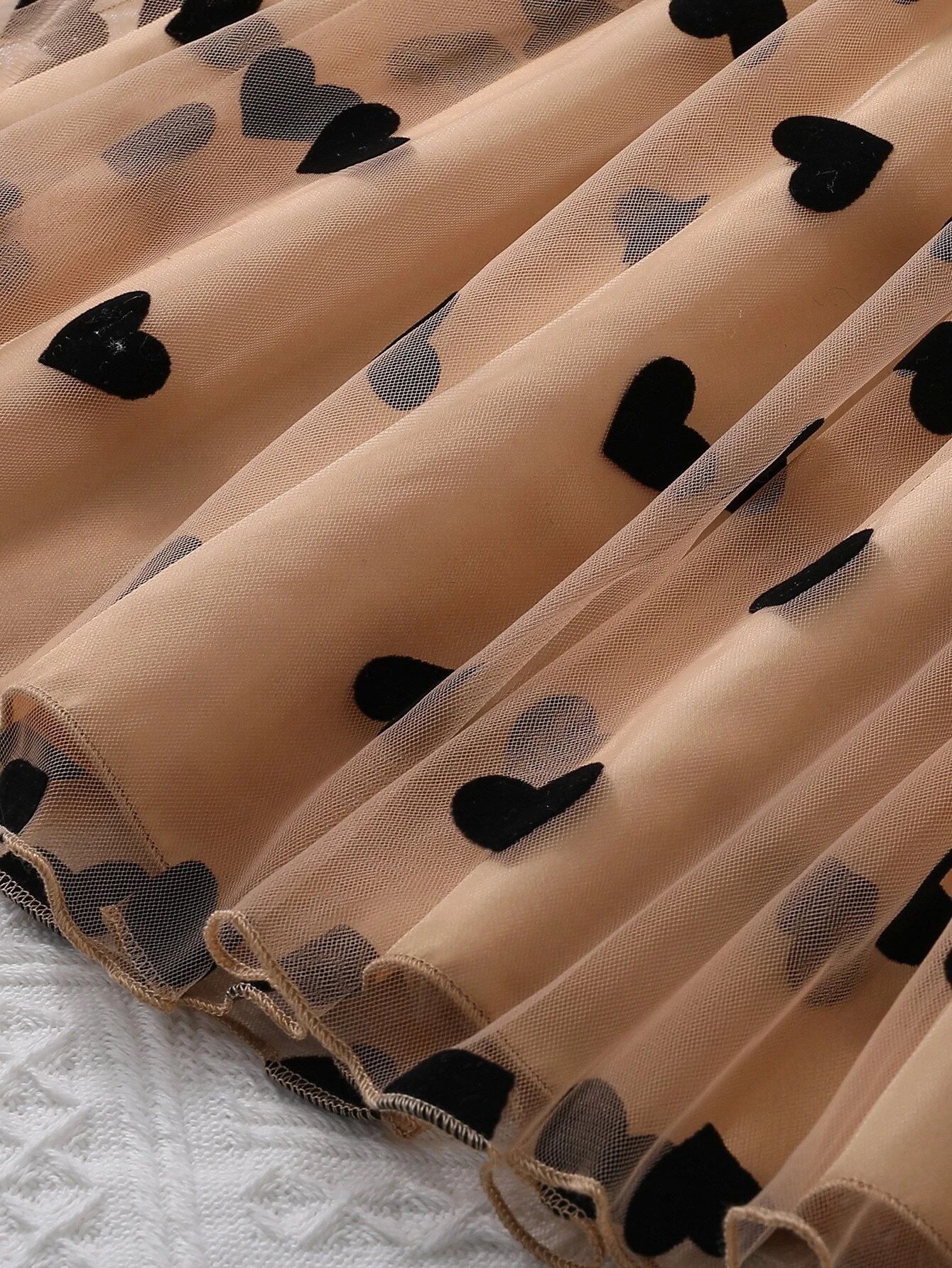 Adorable Baby Girl Dress – Maroon & Beige Heart Tulle Party Dress