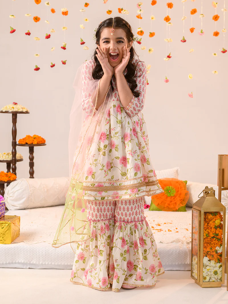 Beautiful Floral Print Sharara Set for Girls – Ethnic & Festive Wear