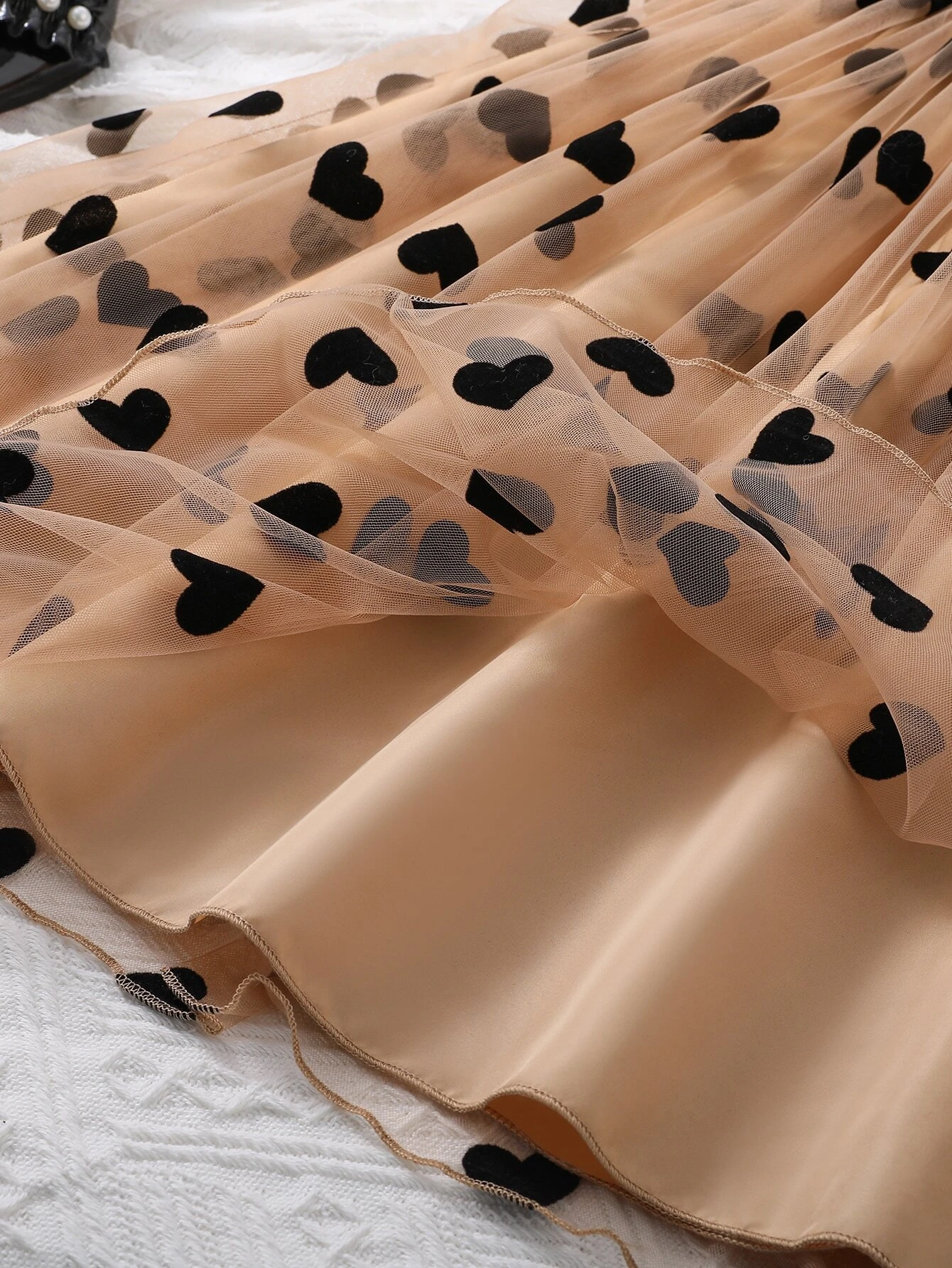 Adorable Baby Girl Dress – Maroon & Beige Heart Tulle Party Dress