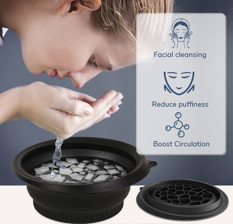 Collapsible Ice Facial Bowl – Portable Silicone Basin for Cold Therapy, Skin Tightening & Refreshing Face Wash