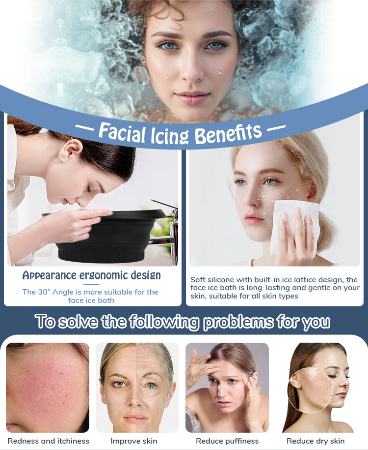 Collapsible Ice Facial Bowl – Portable Silicone Basin for Cold Therapy, Skin Tightening & Refreshing Face Wash