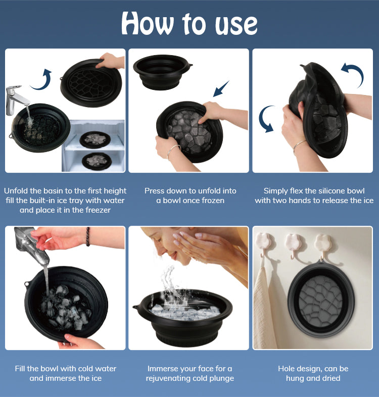 Collapsible Ice Facial Bowl – Portable Silicone Basin for Cold Therapy, Skin Tightening & Refreshing Face Wash