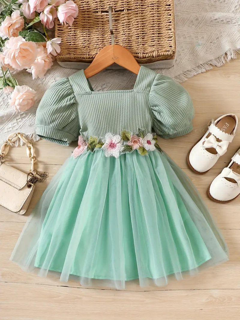 Elegant Baby Girl Dress with Floral Embellishments