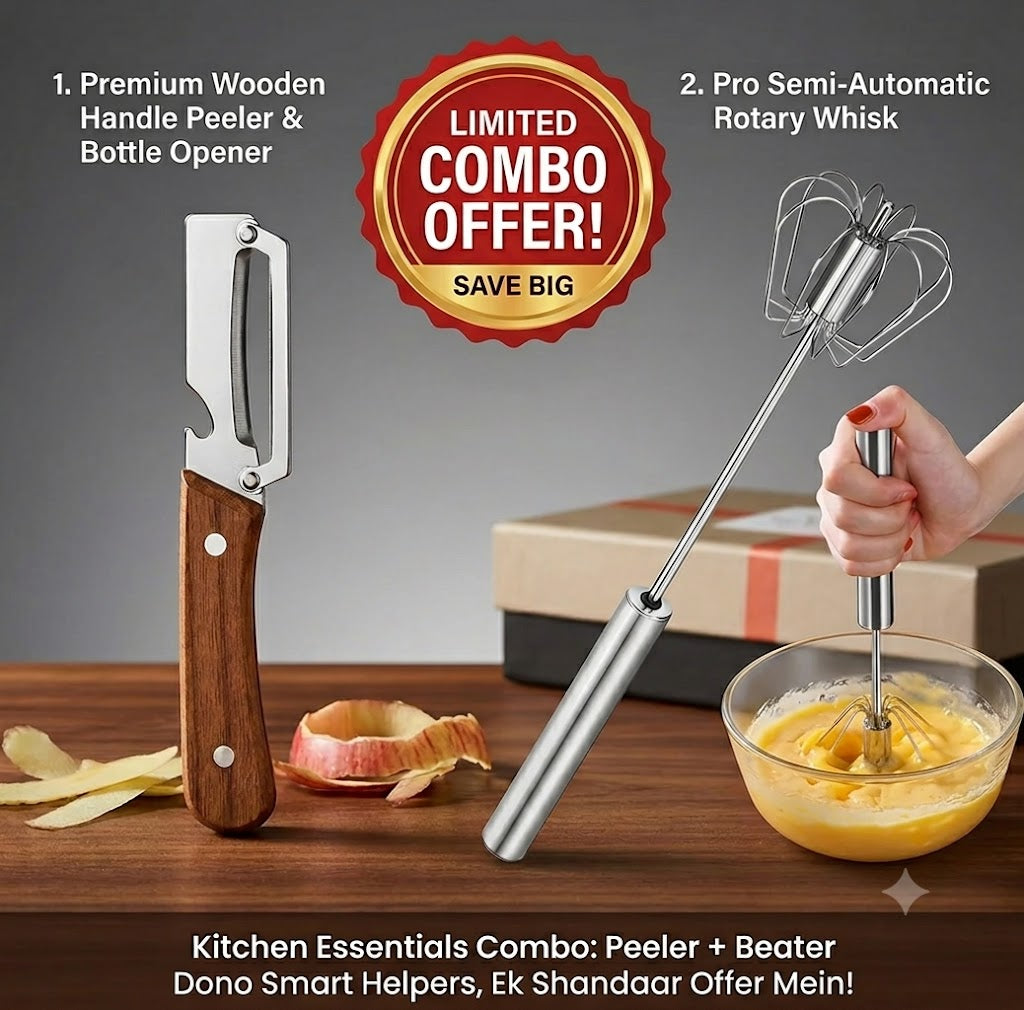 Effortless Cooking Combo: Hand-Press Spiral Beater & Bottle Opener Fruit-Vegetable Peeler