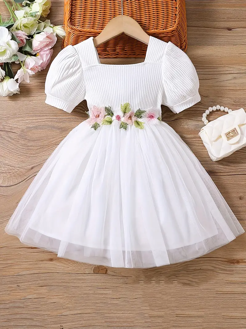 Elegant Baby Girl Dress with Floral Embellishments