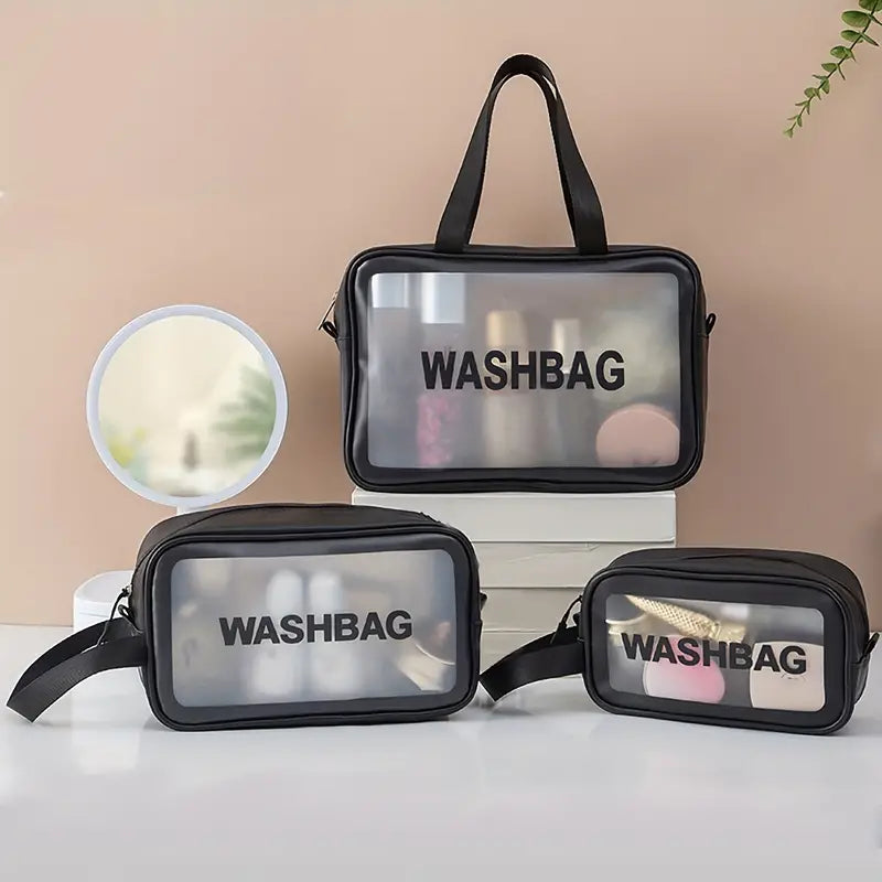 Wash Bag Clear Makeup Pouch Cosmetic Organizer Bag for Women and Girls (Set of 3 )