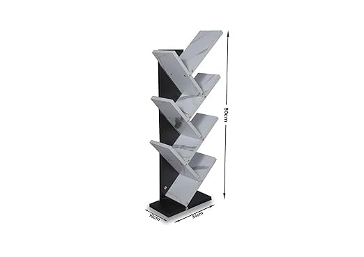 Wooden Tree Bookshelf – Freestanding Book Rack for Home & Office | 7-Tier V-Shaped Book Holder