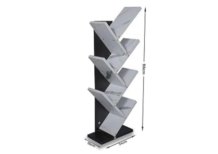 Wooden Tree Bookshelf – Freestanding Book Rack for Home & Office |  V-Shaped Book Holder