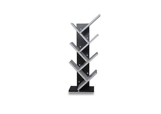 Wooden Tree Bookshelf – Freestanding Book Rack for Home & Office | 7-Tier V-Shaped Book Holder