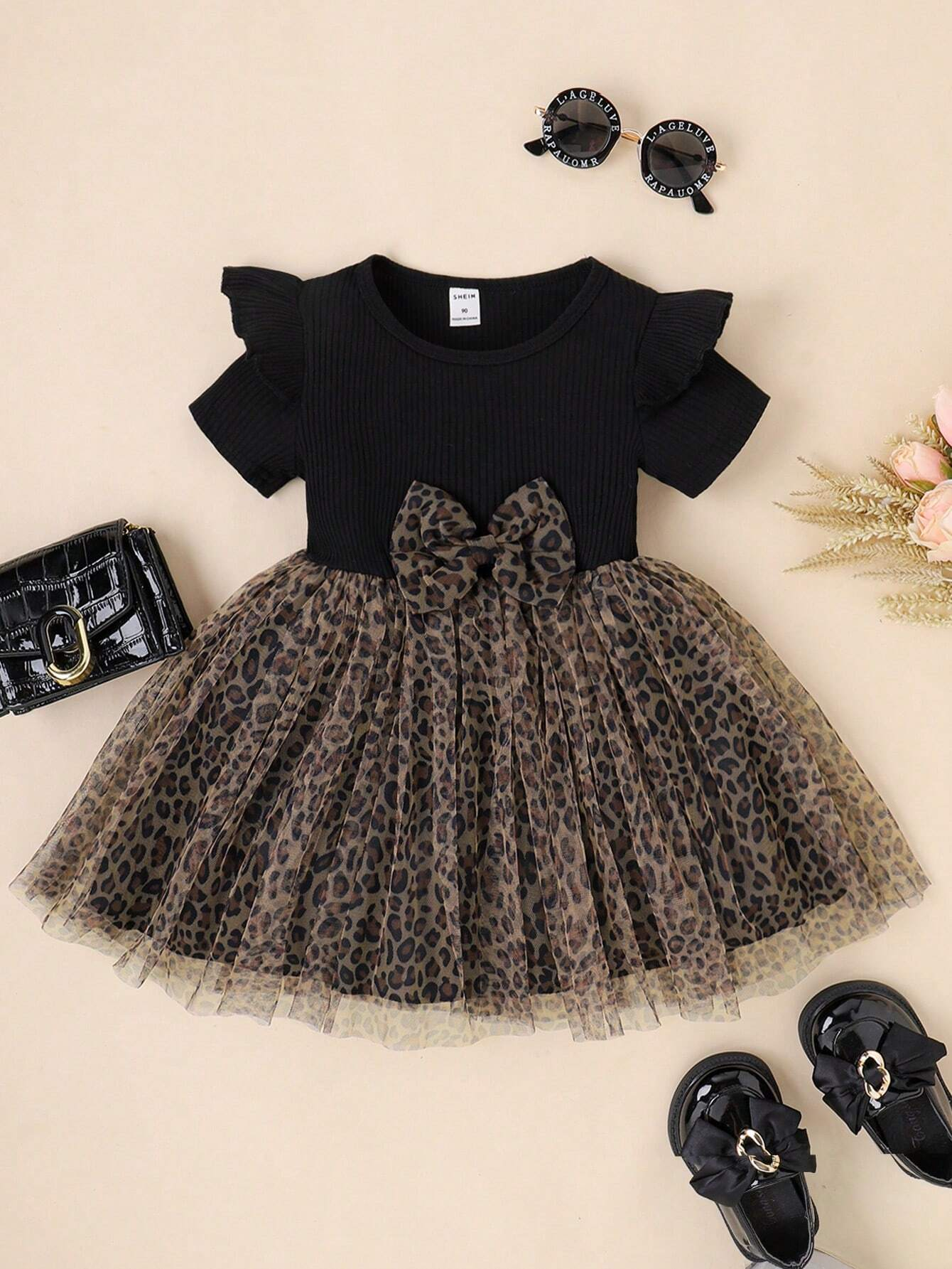 Stylish Baby Girl Dress – Print Tulle Party Dress
