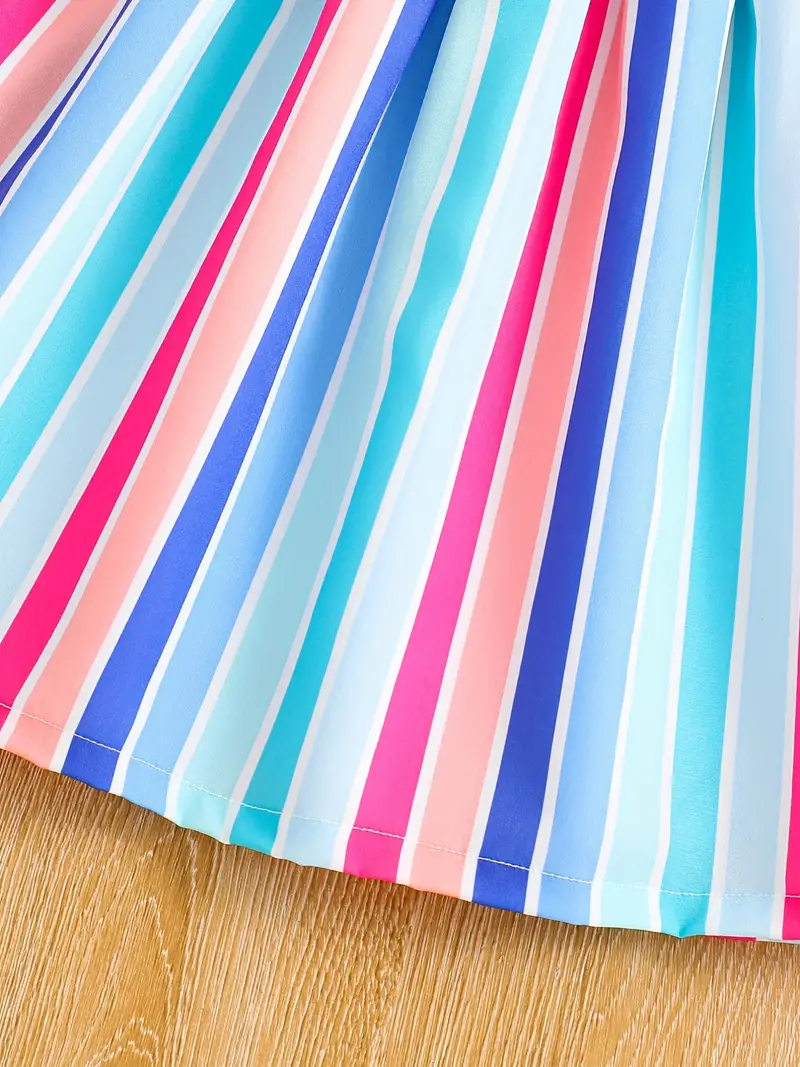 Adorable Baby Girl Striped Puff Sleeve Dress – Perfect for Any Occasion!