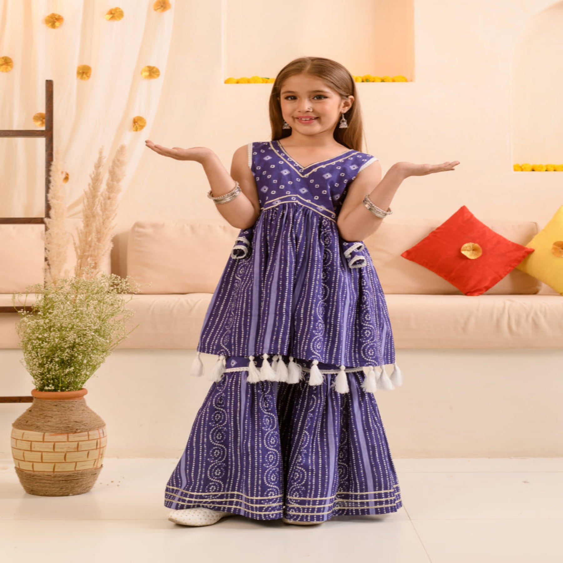 Traditional Bandhani Sharara Set for Girls – Ethnic & Festive Wear
