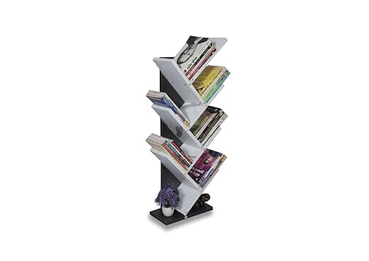 Wooden Tree Bookshelf – Freestanding Book Rack for Home & Office | 7-Tier V-Shaped Book Holder