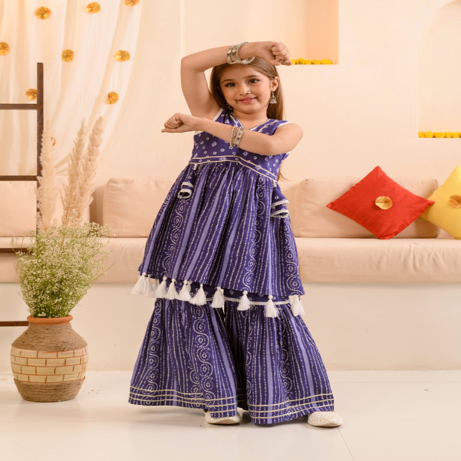 Traditional Bandhani Sharara Set for Girls – Ethnic & Festive Wear